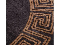Alfombra lavable negra y dorada Ø 200 cm antideslizante