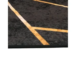 Alfombra lavable negra y dorada 80x150 cm antideslizante