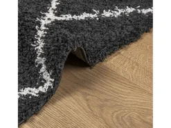 Alfombra moderna de pelo largo en color negro y crema de 200 x 280 cm