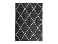 Alfombra moderna de pelo largo en color negro y crema de 200 x 280 cm
