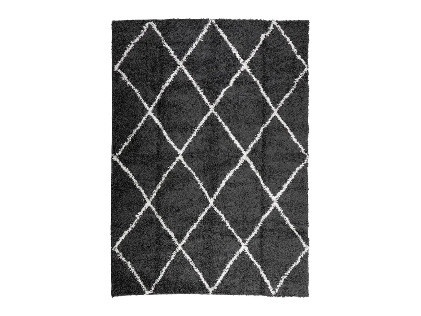 Alfombra moderna de pelo largo en color negro y crema de 200 x 280 cm