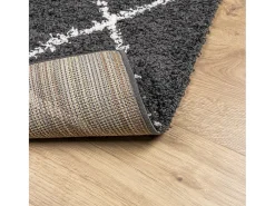 Alfombra moderna de pelo largo en color negro y crema de 200 x 280 cm