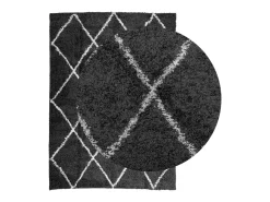 Alfombra moderna de pelo largo en color negro y crema de 200 x 280 cm