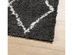 Alfombra moderna de pelo largo en color negro y crema de 200 x 280 cm