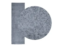 Alfombra peluda PAMPLONA, pelo largo, azul moderno, 80x250 cm