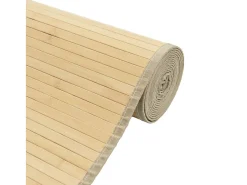 Alfombra rectangular de bambú natural claro 60x100 cm