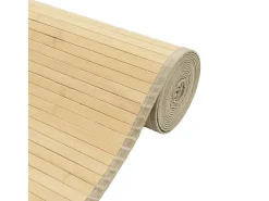 Alfombra rectangular de bambú natural claro 70x200 cm
