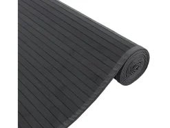 Alfombra rectangular negra de bambú 80x200 cm