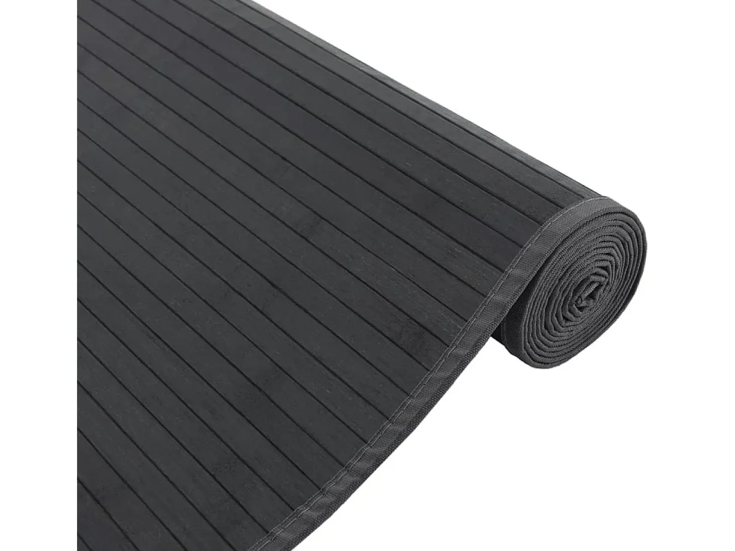 Alfombra rectangular negra de bambú 80x200 cm