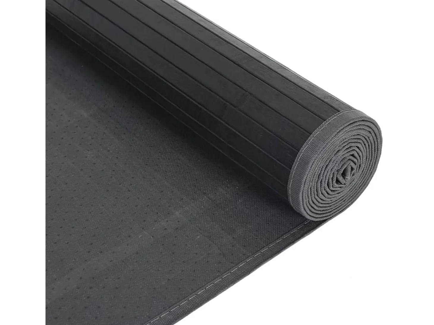 Alfombra rectangular negra de bambú 80x200 cm
