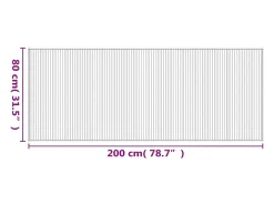 Alfombra rectangular negra de bambú 80x200 cm