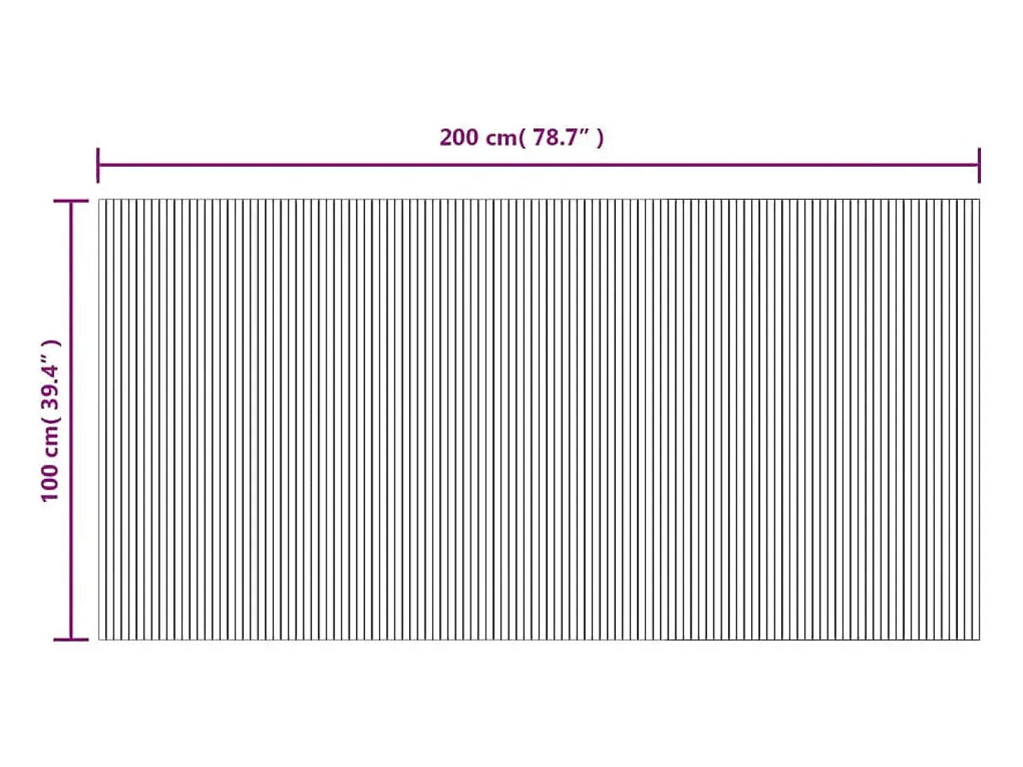 Alfombra rectangular negra 100x200 cm bambú
