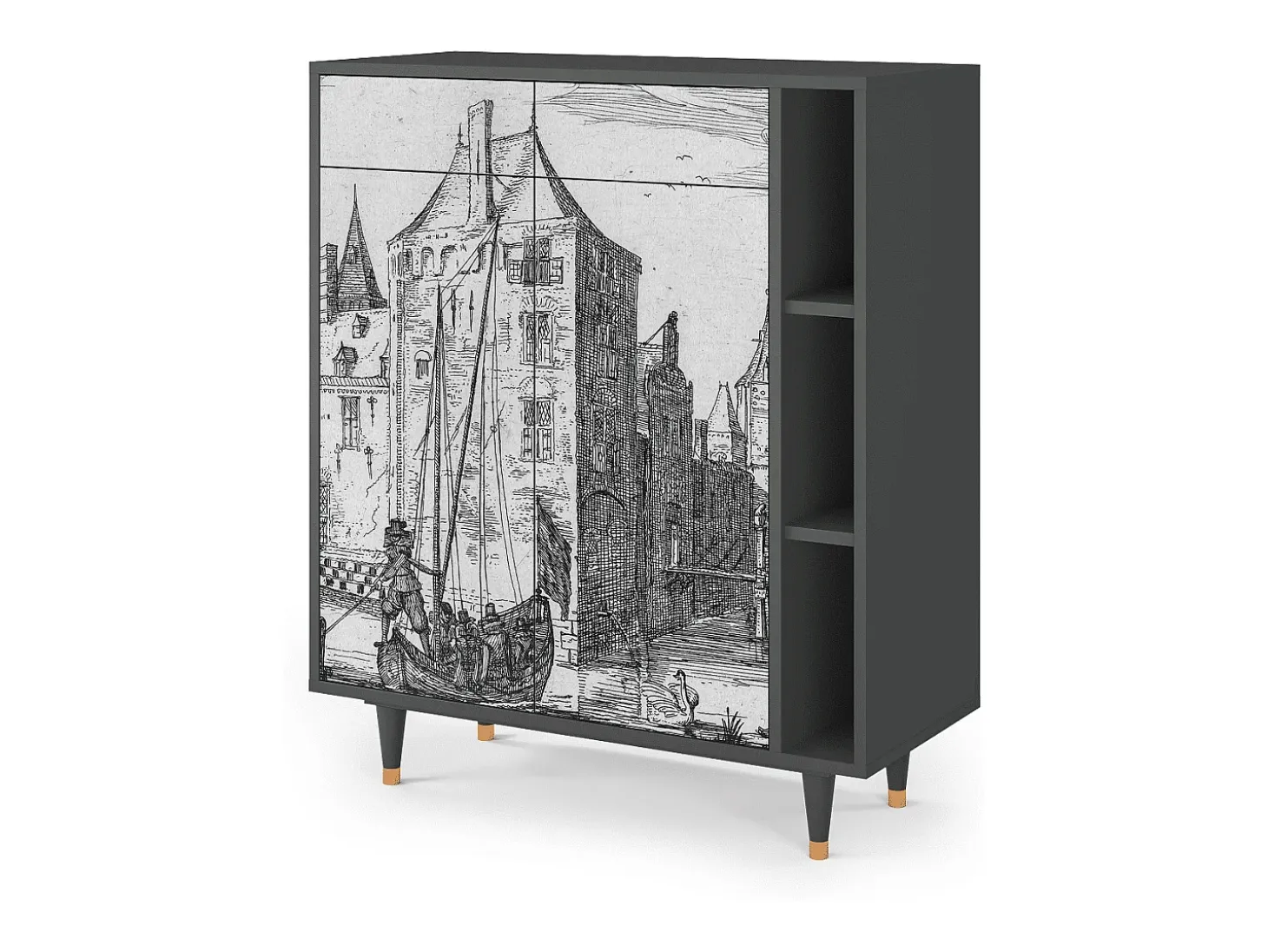 Aparador - 96х110х41 cm - BS6 - Castle with Bridge, Antracita