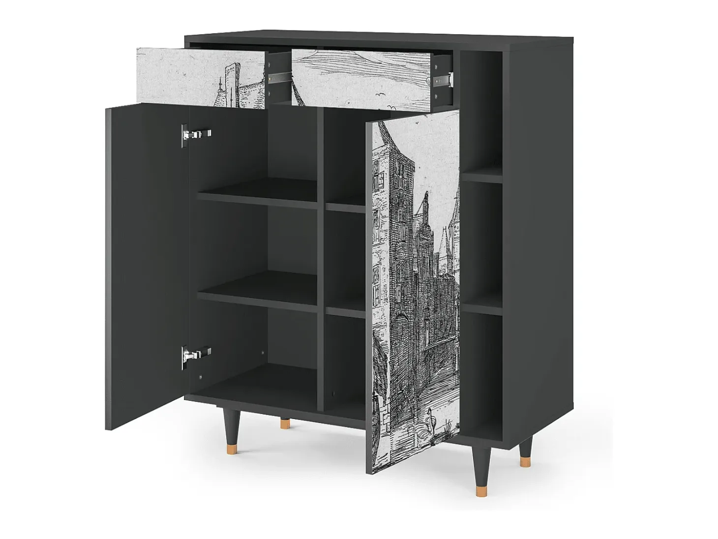Aparador - 96х110х41 cm - BS6 - Castle with Bridge, Antracita