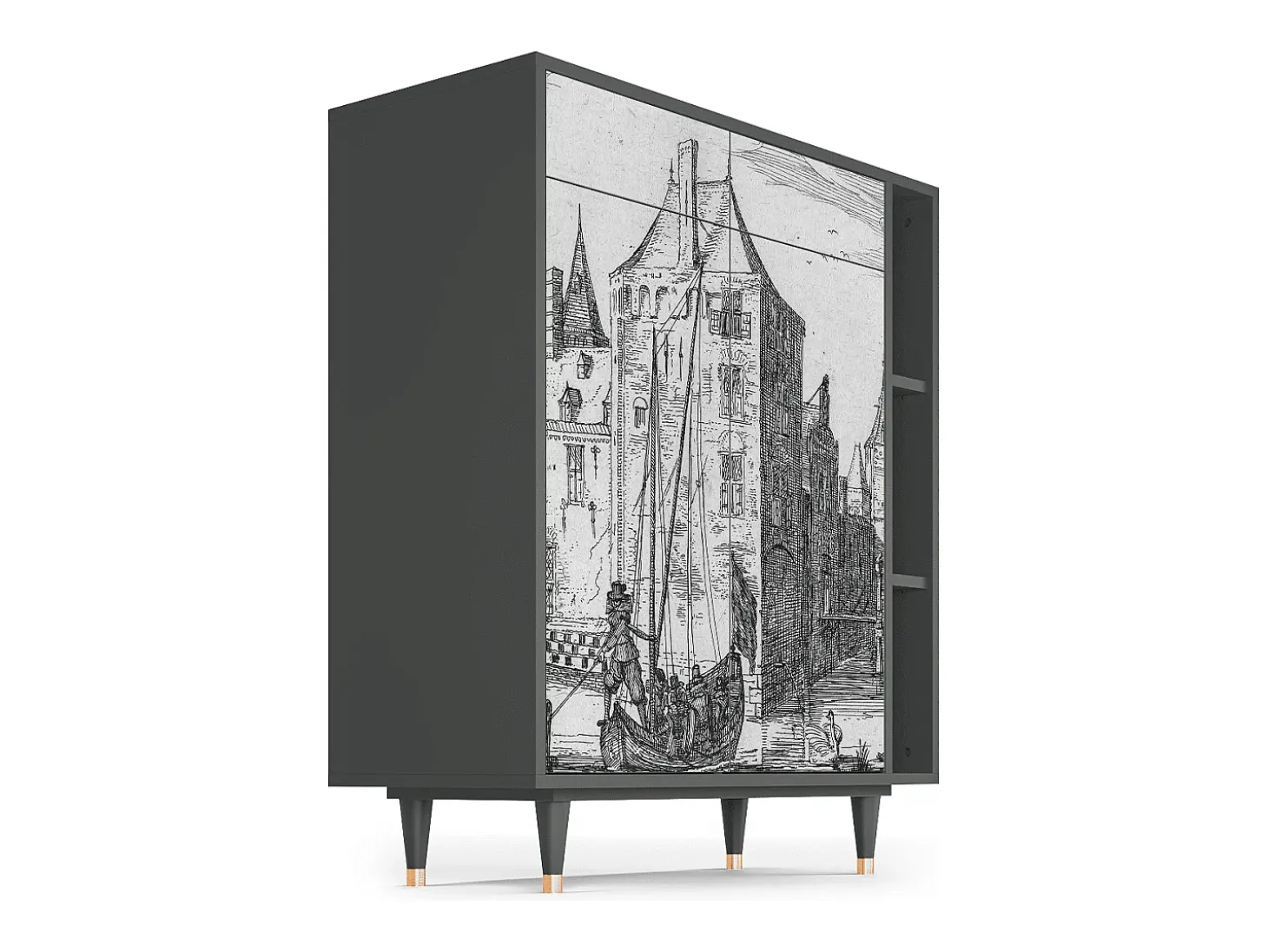Aparador - 96х110х41 cm - BS6 - Castle with Bridge, Antracita