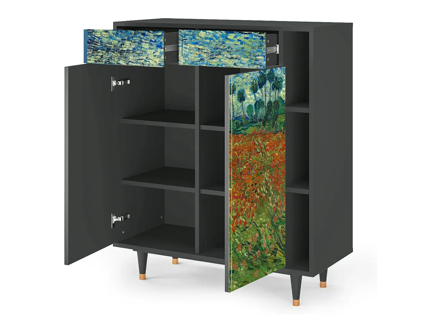 Aparador - 96х110х41 cm - BS6 - Poppy field by van Gogh, Antracita