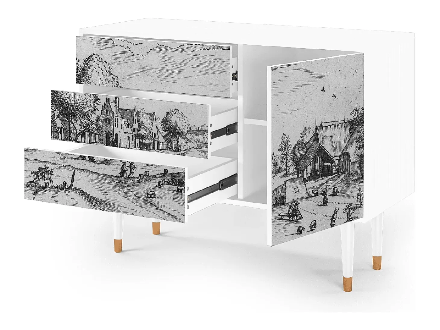 Aparador - 115х84х41 cm - S3 - Country Village, Blanco
