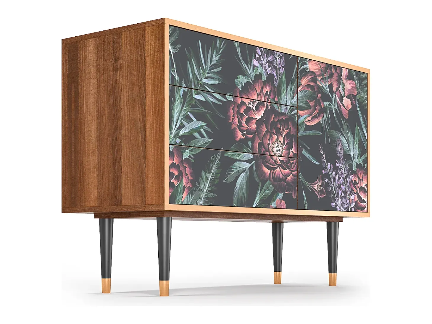 Aparador - 115х84х41 cm - S3 - Dark Peonies, Nogal
