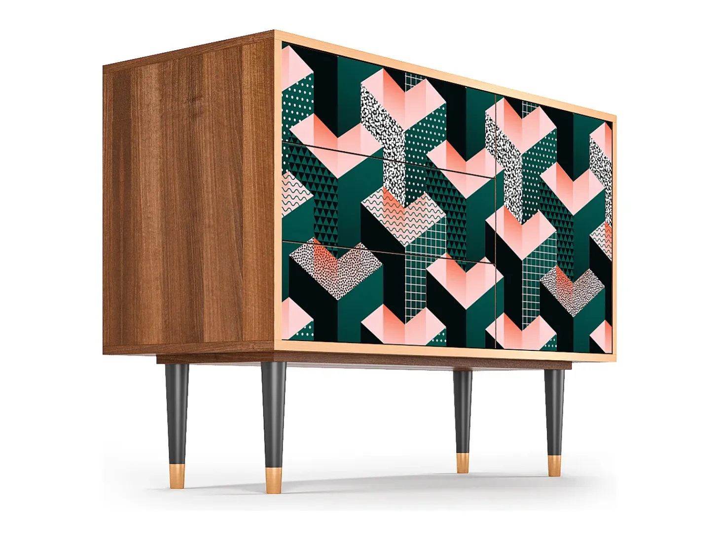 Aparador - 115х84х41 cm - S3 - Geometric Madness, Nogal