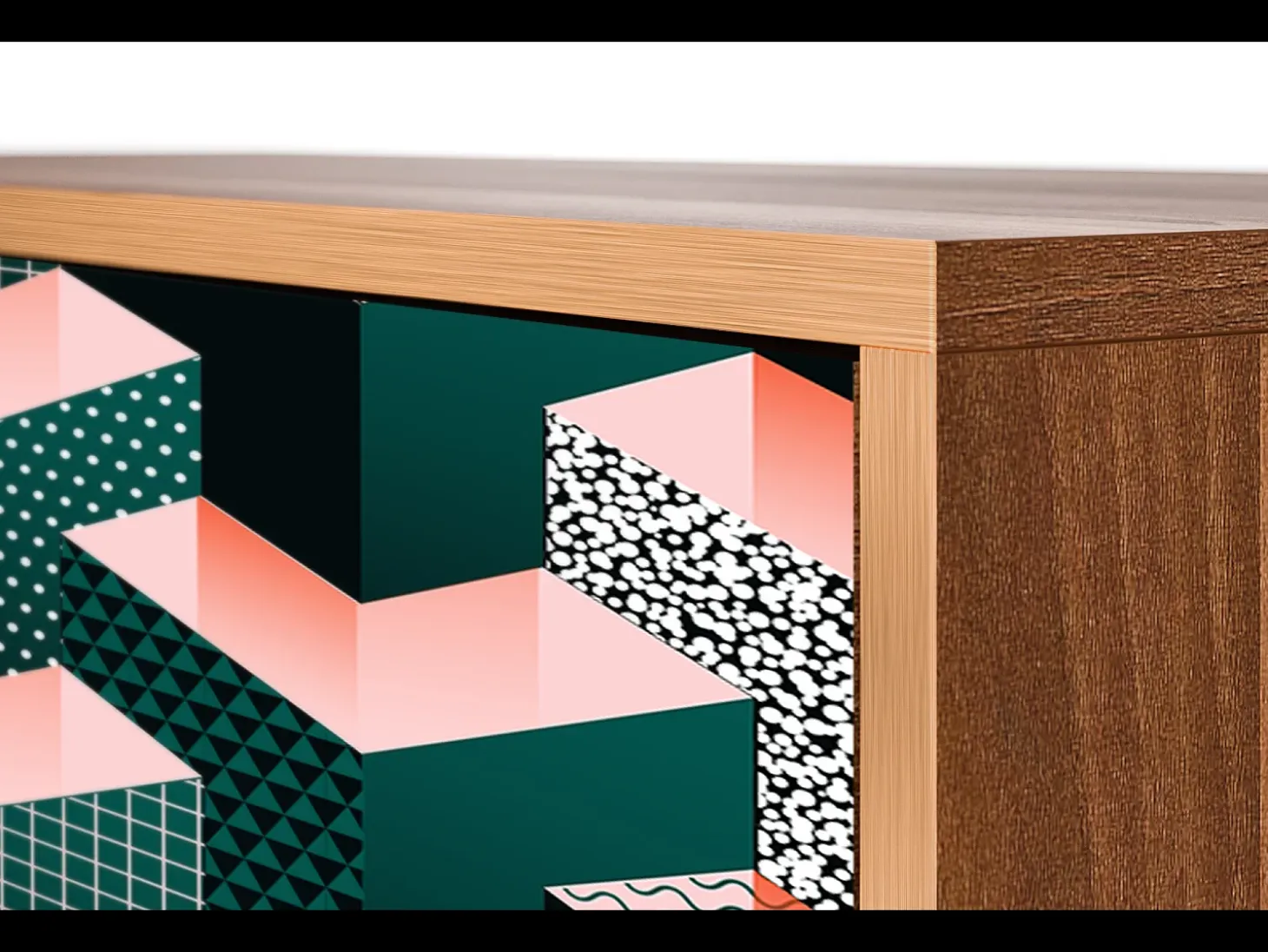 Aparador - 115х84х41 cm - S3 - Geometric Madness, Nogal