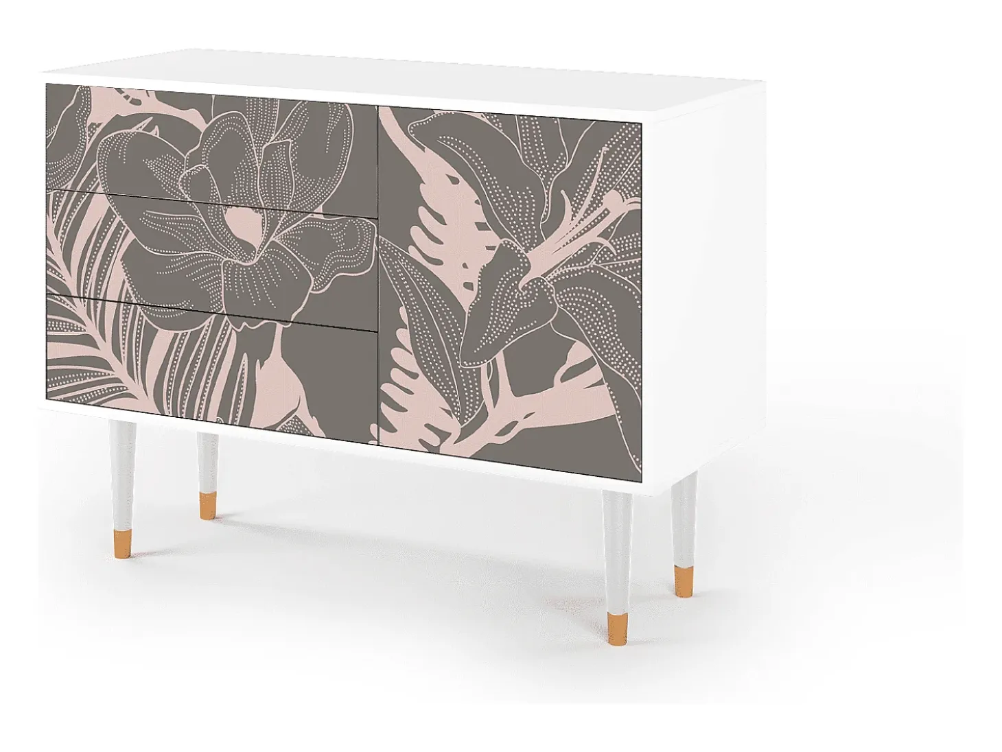Aparador - 115х84х41 cm - S3 - Issabelline Flower, Blanco