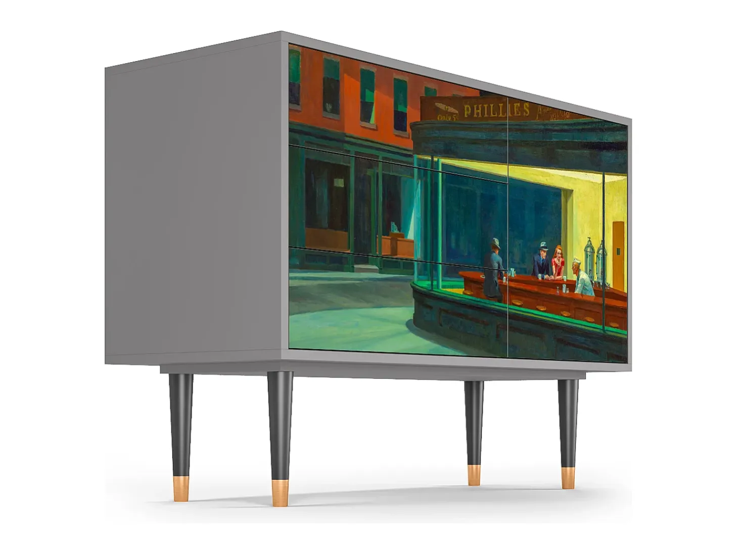Aparador - 115х84х41 cm - S3 - Nighthawks by Hopper, Gris