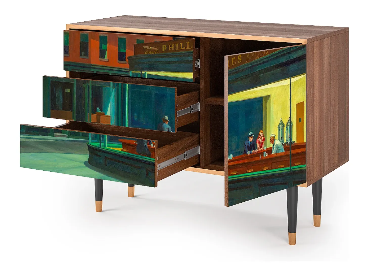 Aparador - 115х84х41 cm - S3 - Nighthawks by Hopper, Nogal