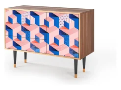Aparador - 115х84х41 cm - S3 - Pinky Squares, Nogal