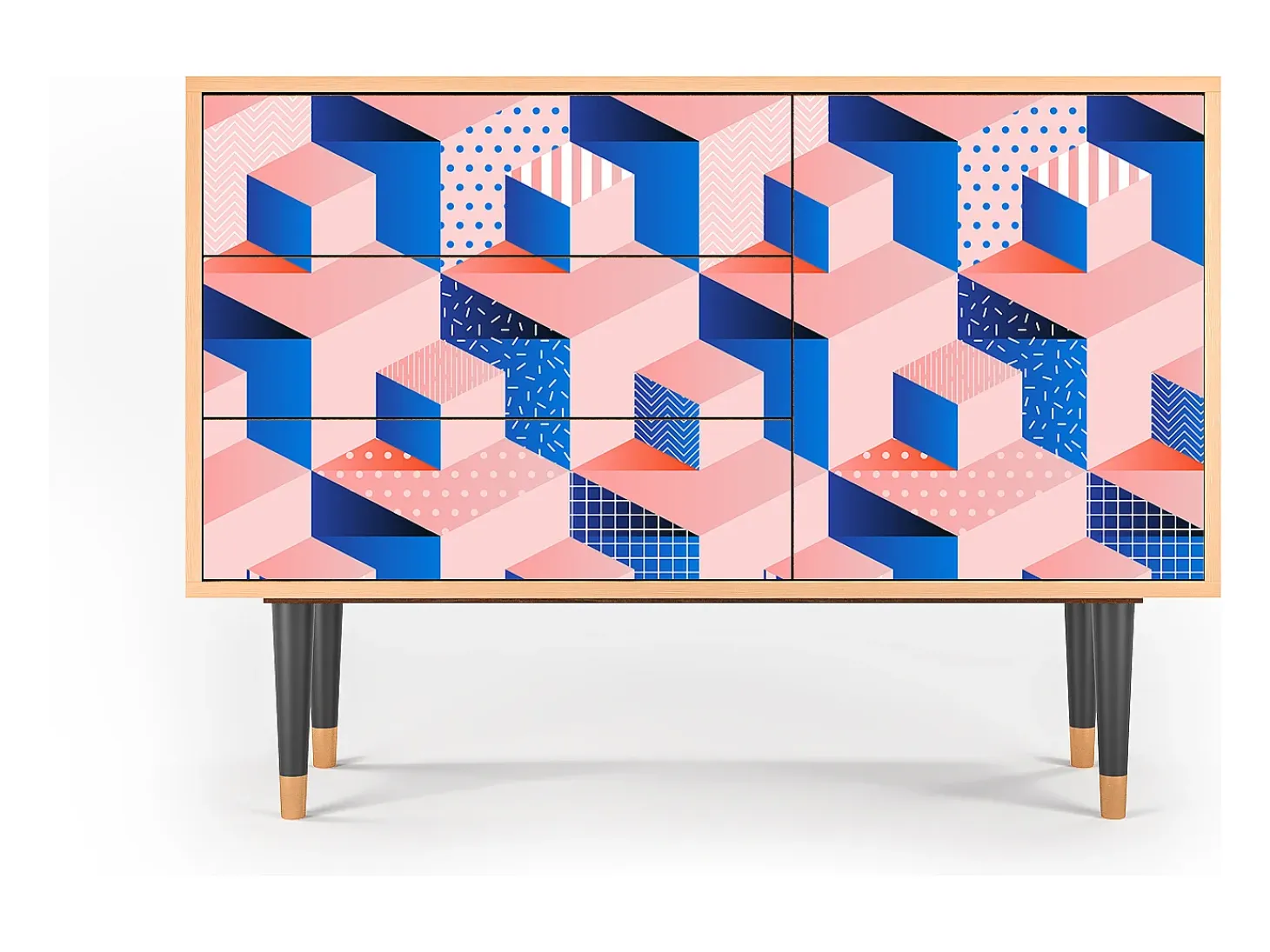 Aparador - 115х84х41 cm - S3 - Pinky Squares, Nogal