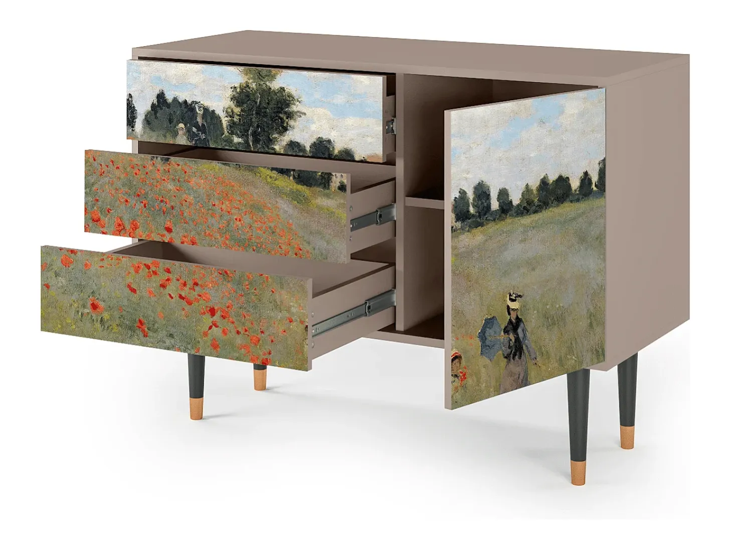 Aparador - 115х84х41 cm - S3 - The Poppy Field , Latte