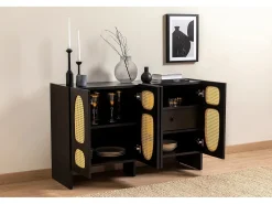 Aparador – 120 cm x 80 cm x 40 cm – Negro – Tablero aglomerado recubierto de melamina
