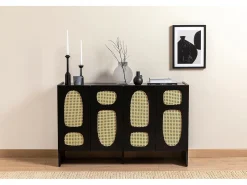 Aparador – 120 cm x 80 cm x 40 cm – Negro – Tablero aglomerado recubierto de melamina
