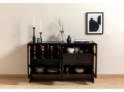 Aparador – 120 cm x 80 cm x 40 cm – Negro – Tablero aglomerado recubierto de melamina