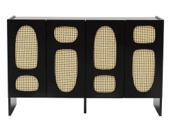 Aparador – 120 cm x 80 cm x 40 cm – Negro – Tablero aglomerado recubierto de melamina