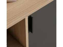 Aparador - A88cm x L90cm x P33cm nogal claro puertas grafito - Dover
