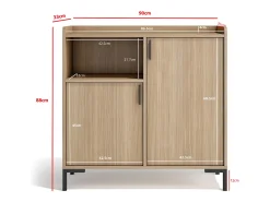 Aparador - A88cm x L90cm x P33cm nogal claro - Dover