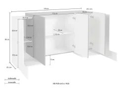 Aparador 170 cm cocina salón 5 puertas 4 estantes Pillon Lumi