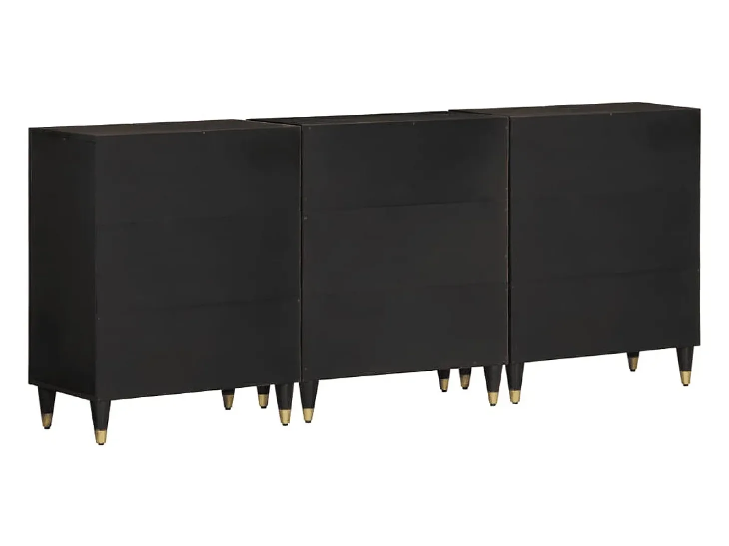 Aparador 3 piezas madera maciza de mango 60x33x75 cm