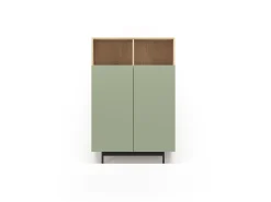 Aparador 2 puertas - A140cm x L90cm x F34cm - roble y verde - Printed