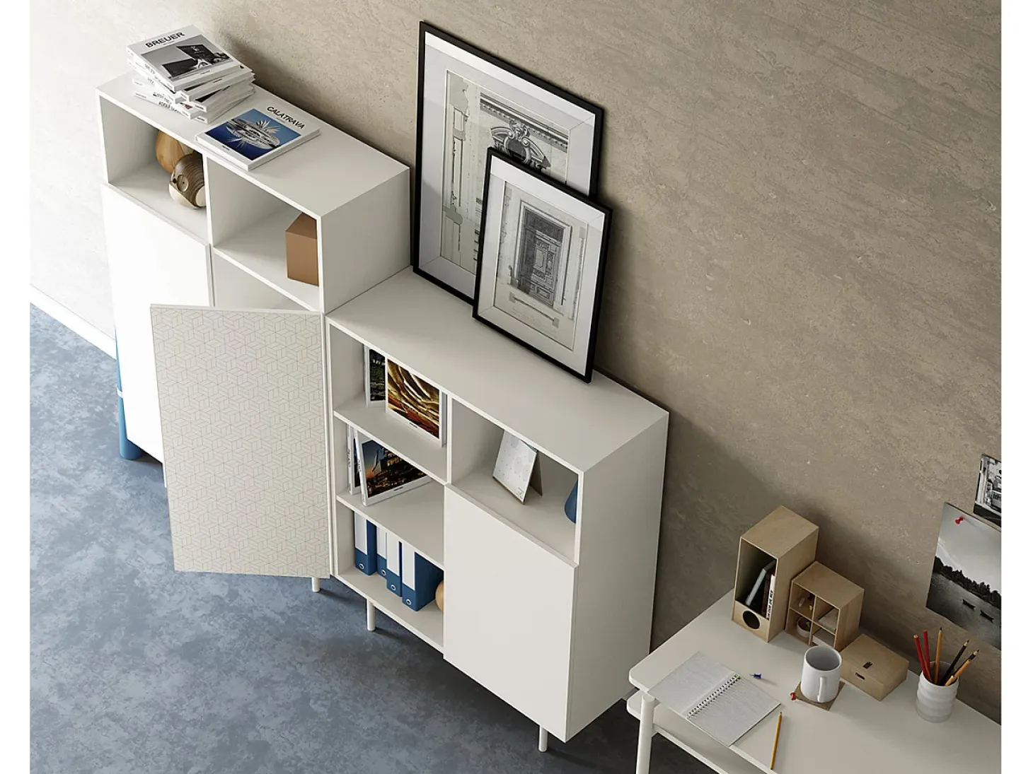 Aparador 2 puertas - A140cm x L90cm x F34cm - blanco - Printed Sérig