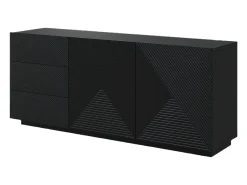 Aparador 2 puertas 3 cajones negro en madera laminada 167x43 cm