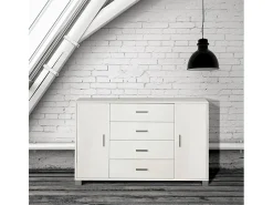 Aparador 2 puertas 4 cajones Mueble TV buffet salón Talia - Blanco
