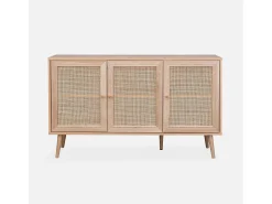 Aparador 3 puertas de caña, 120cm natural