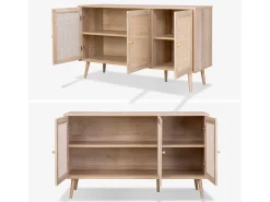 Aparador 3 puertas de caña, 120cm natural