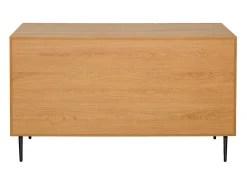 Aparador 3 puertas de madera clara de roble macizo y metal negro 135 cm ARCHIPEL