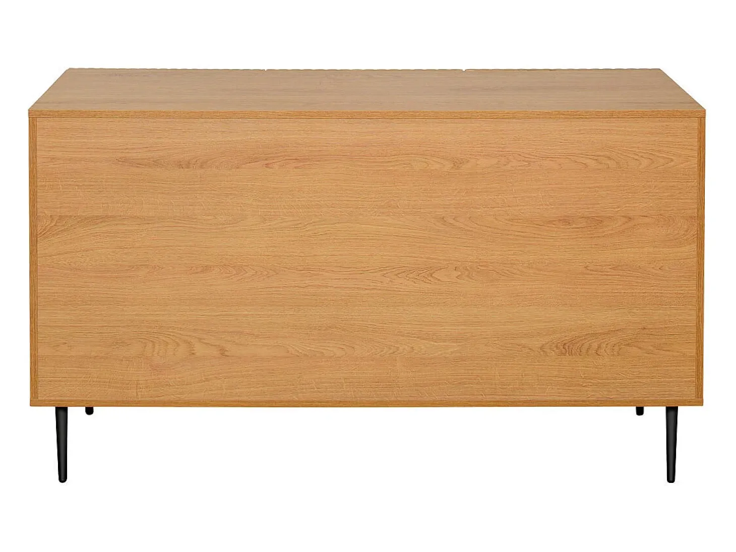 Aparador 3 puertas de madera clara de roble macizo y metal negro 135 cm ARCHIPEL