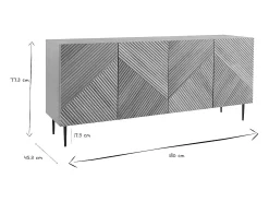 Aparador 4 puertas de roble macizo y metal negro 180 cm ARCHIPEL