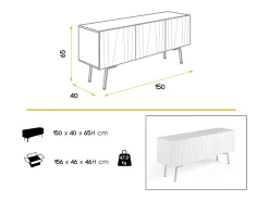 Aparador 3 puertas madera lacada blanca Valentin 150 cm