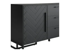 Aparador 2 puertas y 3 cajones con estantes regulables - diseño en espiga - Negro
