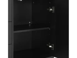 Aparador 2 puertas y 3 cajones con estantes regulables - diseño en espiga - Negro
